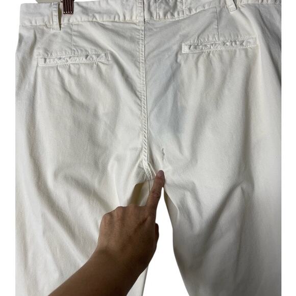 Nili Lotan East Hampton Pants Slim Leg Cropped Low Rise Raw Hem Eggshell Size 10 - Picture 14 of 15